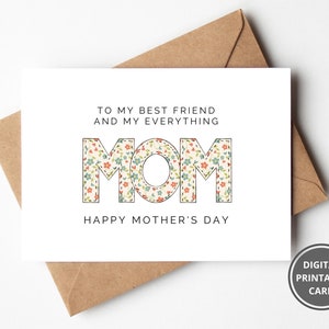 Tarjeta del Día de la Madre de mamá, Día de la Madre imprimible, Tarjeta de mamá, Día de la Madre de mamá, Tarjetas florales para ella, Tarjeta linda, Tarjeta de felicitación, Descarga instantánea