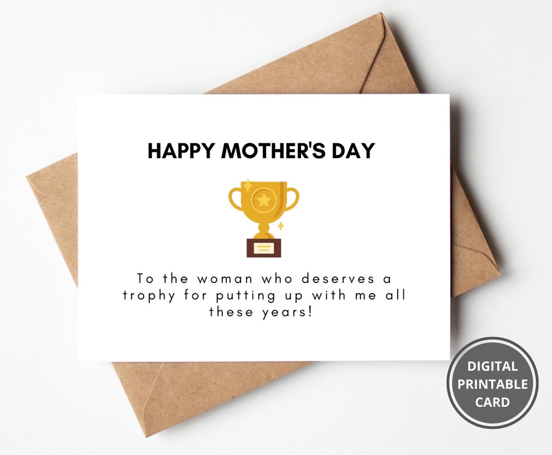 Mom Card, Funny Mother's Day Card, for Her, Card for Wife, Mom Thank ...