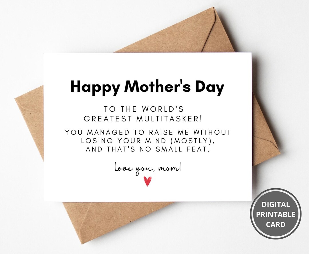 Printable Funny Mother's Day Card, Card for Mum, Mothers Day Postcard ...