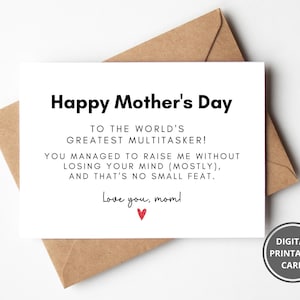 Cartão engraçado para impressão do dia das mães, cartão para a mãe, cartão postal do dia das mães, cartão engraçado para impressão, cartão de humor para a mãe, download instantâneo