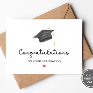 Felicitaciones por su tarjeta de graduación, tarjeta de graduación imprimible, bien hecho, muy orgulloso de usted, tarjeta de graduación, descarga instantánea