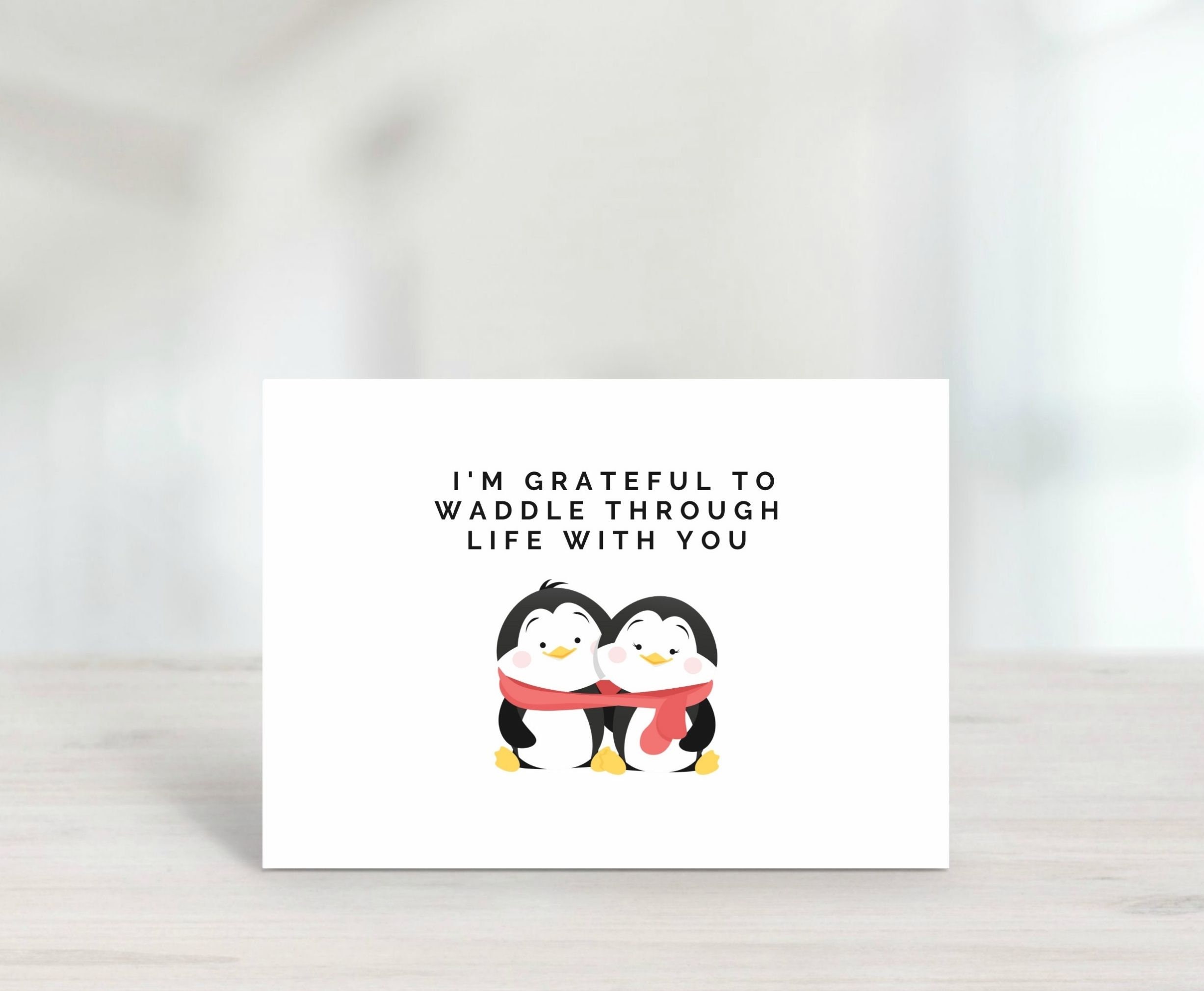 Penguin Valentines Card for Couple, Printable Card for Boyfriend ...