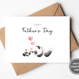 Erster Vatertag druckbare Karte, Liebe von Baby Karte, Karte für Papa, 1. Vatertag, niedliche Panda Vatertagskarte