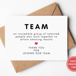 Thank You Team, Welcome to the Team Card, New Staff, Team Member, Team Building, Employee Appreciation, Greeting Card, Instant Download image 1