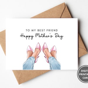 Moederdagkaart voor beste vriend, gelukkige Moederdag voor vriend, Bestie, afdrukbaar, Moederdagcadeau, gelukkige Moederdagkaart, wenskaart