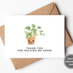 Lustige Karte für Pflanzenliebhaber, Geschenk für Botanischen Lehrer, druckbare Dankeskarte