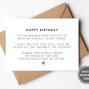 Tarjeta de cumpleaños de mamá divertida imprimible, tarjeta de cumpleaños de madre hijo, tarjeta de madre hija, tarjeta sarcástica para mamá, tarjeta de cumpleaños de mamá grosera
