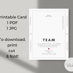 Thank You Team, Welcome to the Team Card, New Staff, Team Member, Team Building, Employee Appreciation, Greeting Card, Instant Download image 4