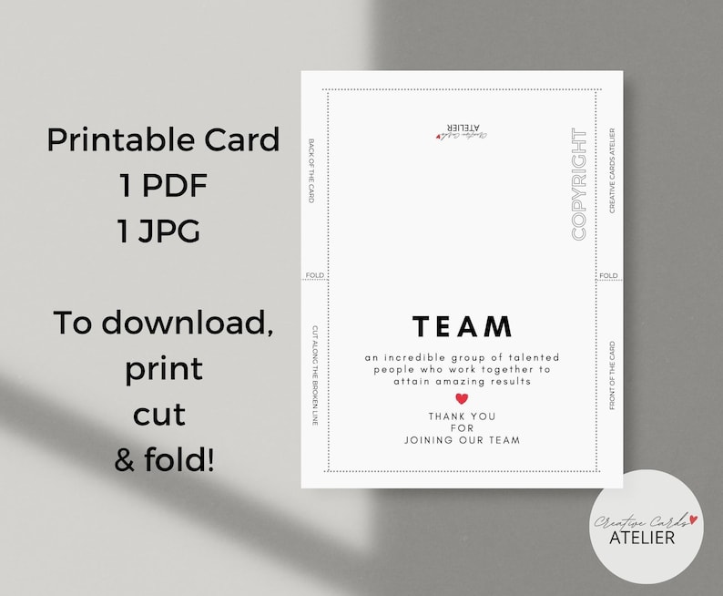 Thank You Team, Welcome to the Team Card, New Staff, Team Member, Team Building, Employee Appreciation, Greeting Card, Instant Download image 4
