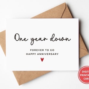 Biglietto per il primo anniversario, Un anno in meno per sempre, Biglietto per l'anniversario, Biglietto per lui, Biglietto per lei, Biglietto d'auguri, Stampabile, Download istantaneo