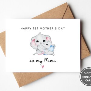 1a tarjeta del Día de las Madres para Mimi, de nieto, primer día de las madres para la abuela, tarjeta imprimible para Mimi, abuela, linda tarjeta del Día de las Madres