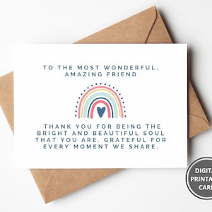 À l'ami le plus incroyable, carte de remerciement carte Bestie, carte de remerciement d'un ami, merci d'un ami, carte du meilleur ami