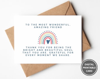 To The Most  Amazing Friend,  Thank You Card Bestie Card, Friend Thank You Card, Friend Thank You, Best Friend Card