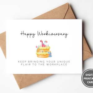 Tarjeta imprimible de aniversario de trabajo divertido, tarjeta de aniversario de trabajo punny, tarjeta de descarga imprimible de Workiversary