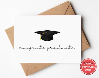 Congrats Graduate, Graduation Card, Congrats Grad, Congratulations Card, High School Grad, College Grad, Greeting Card, Printable Card
