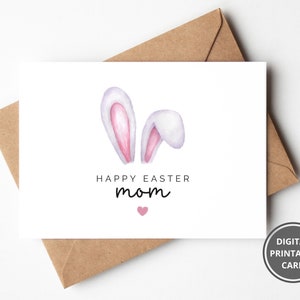 Mama Osterkarten, Hase Osterkarte, Frohe Ostern Karte, druckbare Karte für Mama, Kaninchen Osterkarte, Rosa Osterkarte