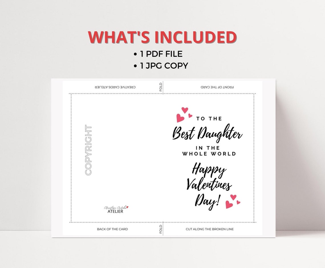 Valentines Card for Daughter, Personalised Greeting Card Daughter - Etsy