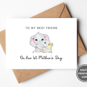 Meilleure amie, fête des mères, bonne première fête des mères pour un ami, meilleure amie, imprimable, cadeau de fête des mères, bonne première carte de fête des mères, carte de voeux