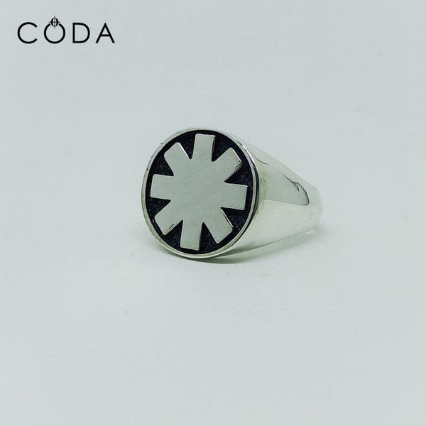 Bague en argent Red Hot Chili Peppers -Bague de corps solide -Bague de musique -Bague rocker -Bague en métal Funk -Bague homme -Bague Rockstar -Bague 925 Bague en argent