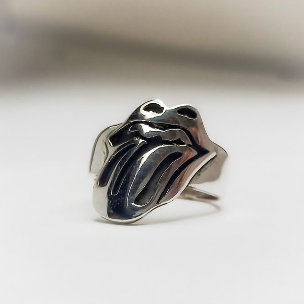 Rolling Stones 925 Sterling Silver Ring -Solid Body Ring -Music Ring -Rocker Ring -Stones Ring -Men Ring -Rockstar Ring -Guitar Ring-Jagger