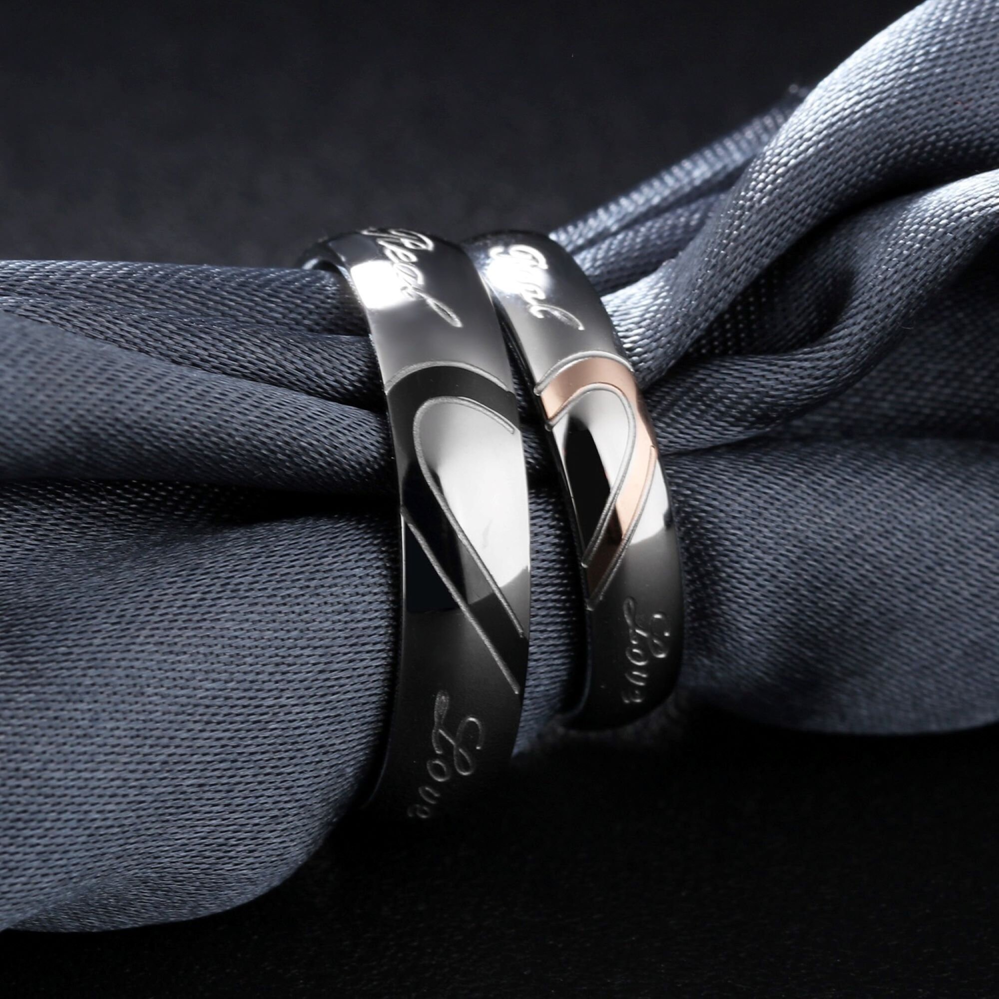 Custom Ring for Couples, Engraved Inside Text - Etsy