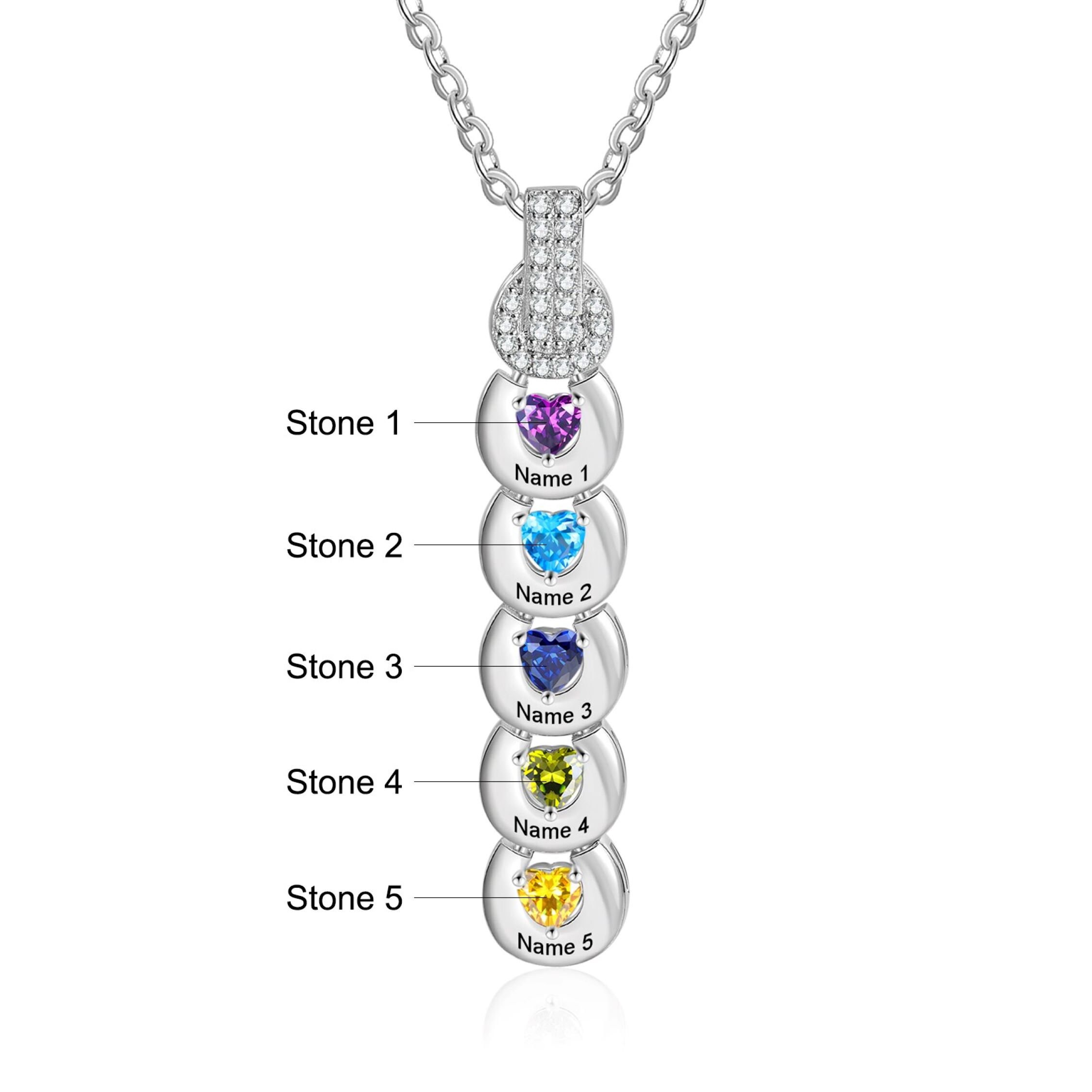 Interlocking Necklace 25 Family Names Birthstone Pendants Etsy