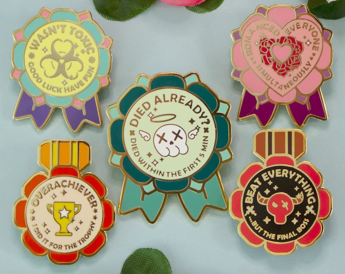 Game Achievements | Enamel Pin | Cute Funny Ribbon Pins