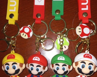 3PC 3D Mario Soft Rubber Keyring Keychain Double Sides New 3PC 3D Mario Soft Rubber Keyring Keychain Double Sides New
