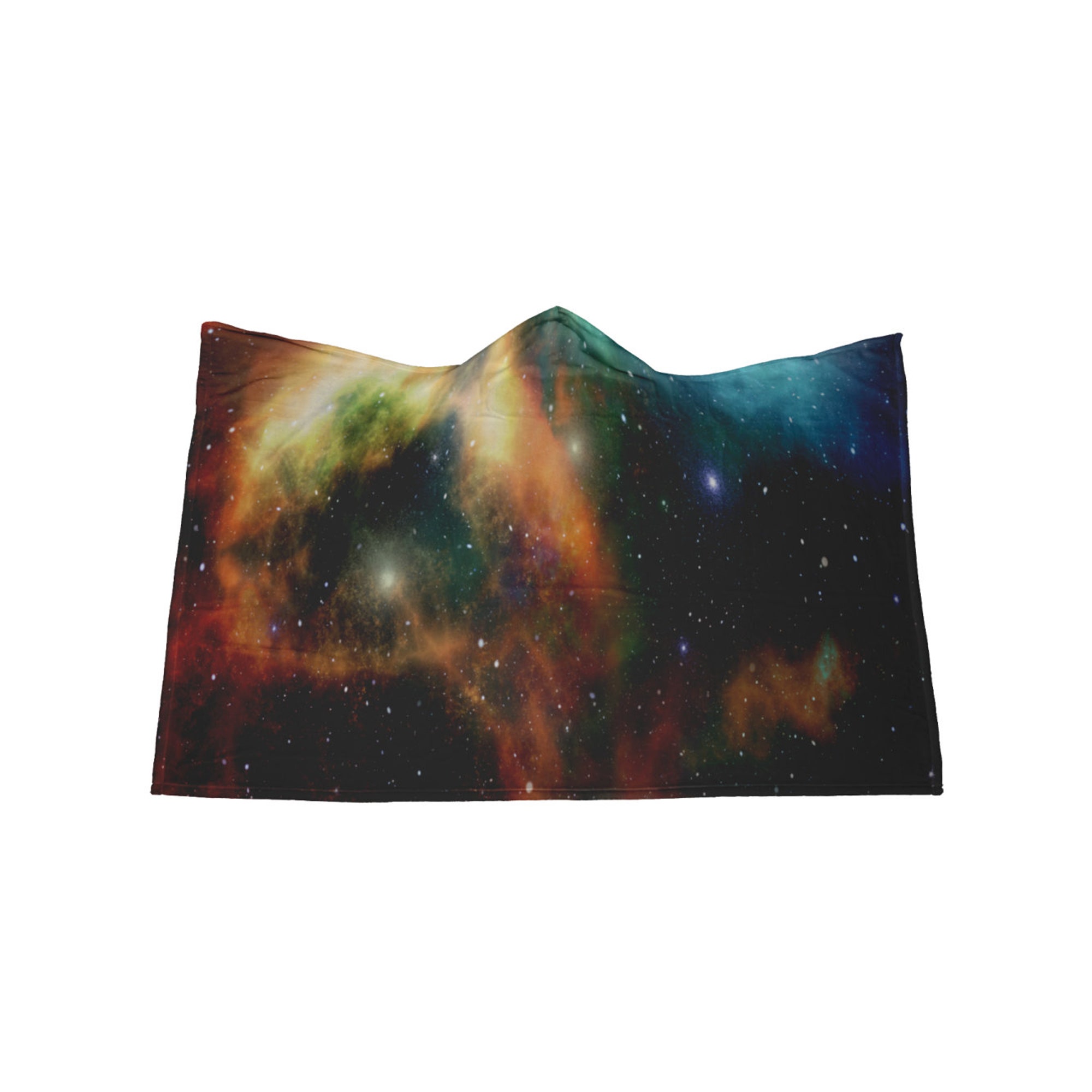 Universe Hooded Blanket, Starry Night Campfire Hooded Throw for Teens and Adults, Comfy Campfire Blanket, Hooded Adventure Throw