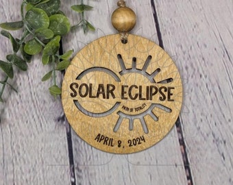 Solar Eclipse Wooden Ornament | Eclipse Keepsake | April Eclipse | Path of Totality | Physical Product