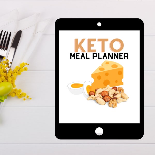 Keto Meal Planner & Grocery List, Simple, Easy to use Meal Planner for daily and weekly planning, Keto Food Log