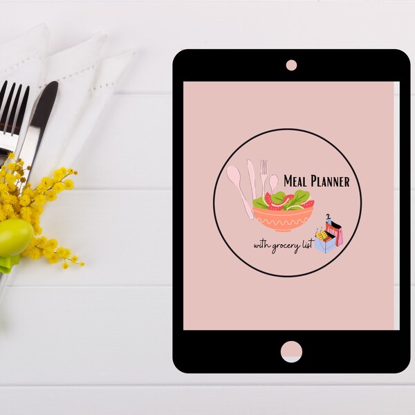 Meal Planner & Grocery List, Simple, Easy to use Meal Planner for daily and weekly planning, Minimalist Meal Planners