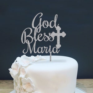 Cake Topper for Baptism, Wooden Cake Topper for Christening, Wooden Decoration for Baptism Cake, Christening Wishes, Name Cake Topper