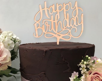 Cake Topper Joyeux anniversaire, Gâteau en bois Topper, pour les anniversaires, Décoration en bois pour gâteau d’anniversaire, Joyeux anniversaire Souhaits