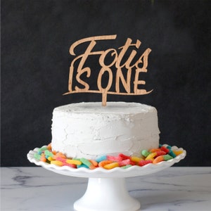 Personalized First Birthday Cake Topper, Wooden Cake Topper for Baby&#39;s First Birthday, Wooden Decoration with Name for Birthday Cake