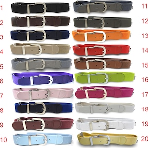 Kids Adjustable Elastic Canvas Belt, Belt for Children, Boys, Girls, Genuine Leather Ends, 20 colors