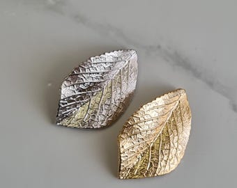 Embossed Leaf Charms – Real 14K Gold & Rhodium Plated over Brass, 2pcs, 20×30mm Detailed Leaf Pendants for Nature Jewelry – MB286