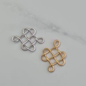 Wire Knot Brass Charms – Matte Gold or Silver, 2pcs, 25x20mm, Traditional Open Loop Design for DIY Jewellery or Crafts – MB82