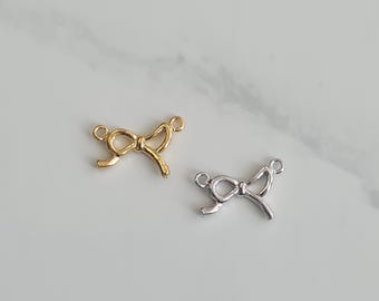 Mini-strikverbindingsbedels – 14 kt goud en gerhodineerd messing, 2 stuks, 10 x 6 mm, lintschakel voor armbanden of kettingen – MB169
