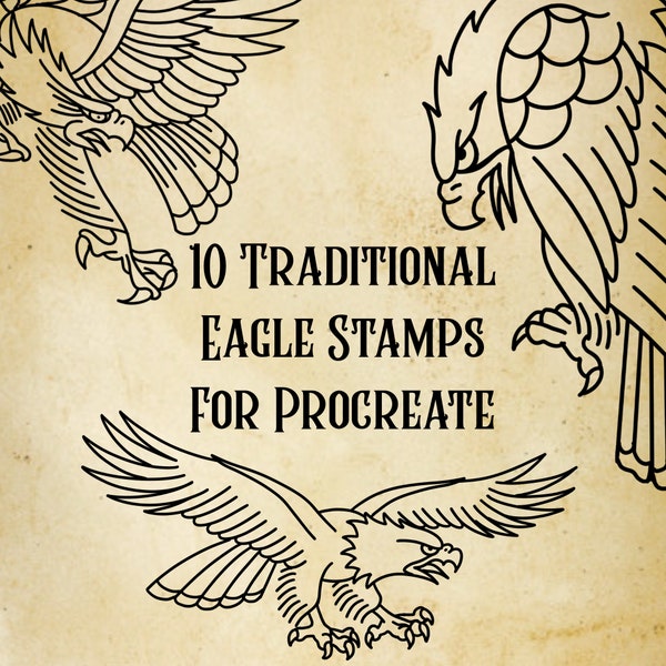 10 Traditional Eagle Stamps for Procreate