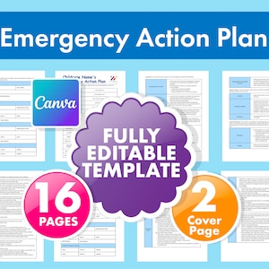 Plantilla de plan de emergencia para guarderías, guarderías y centros preescolares - Plan de acción de emergencia - Formularios de evacuación del plan de emergencia - Canva Editable