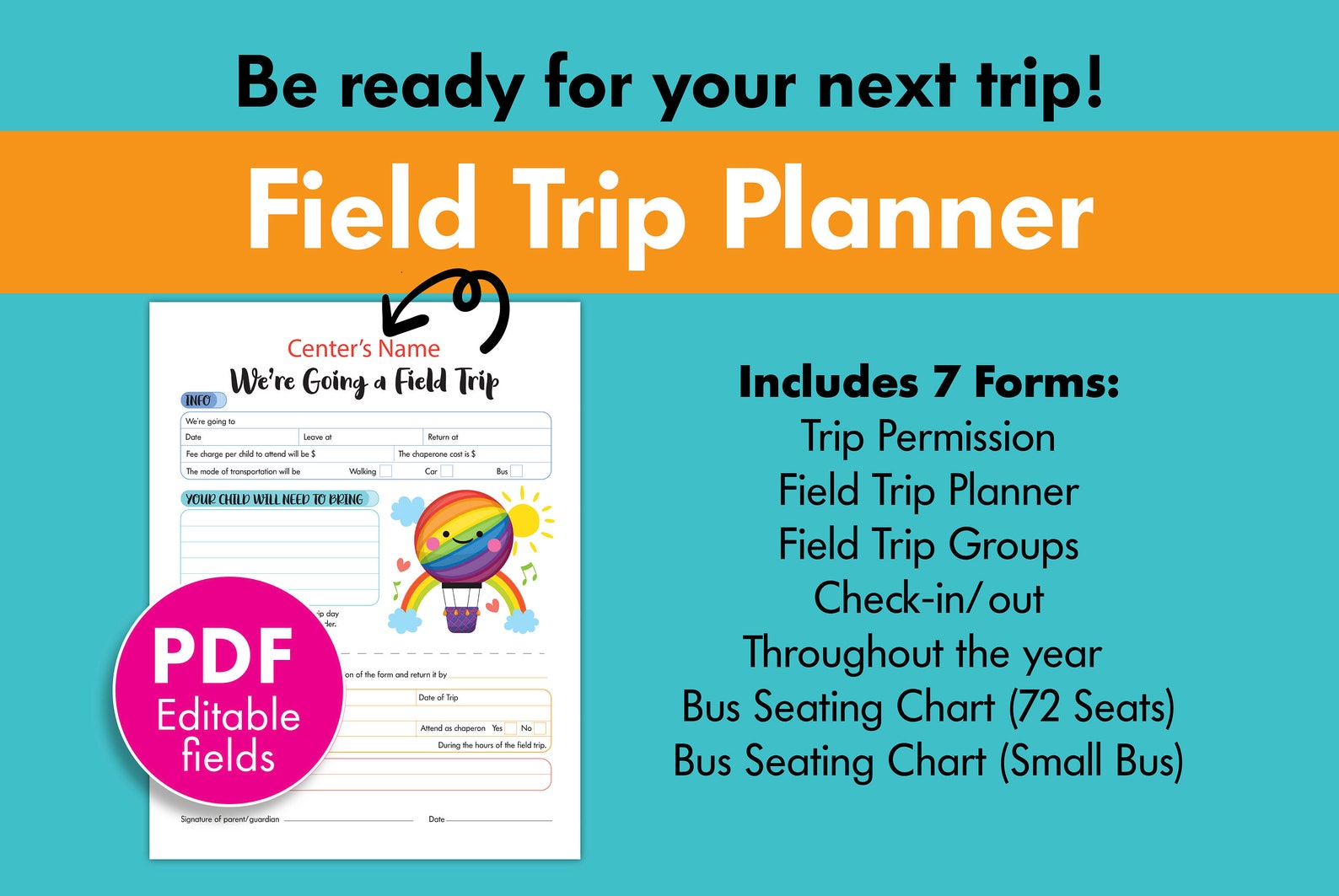 Field Trip Forms, Field Trip Journal, Field Trip Permission Form, Field