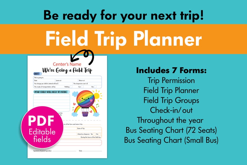 Field Trip Forms, Field Trip Journal, Field Trip Permission Form, Field