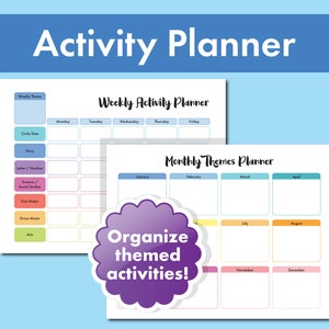Thematic Activity Planner - Childcare Weekly and Monthly Theme Planner - Daycare Learning Themes - Preschool Lesson Plans - Bundle Forms