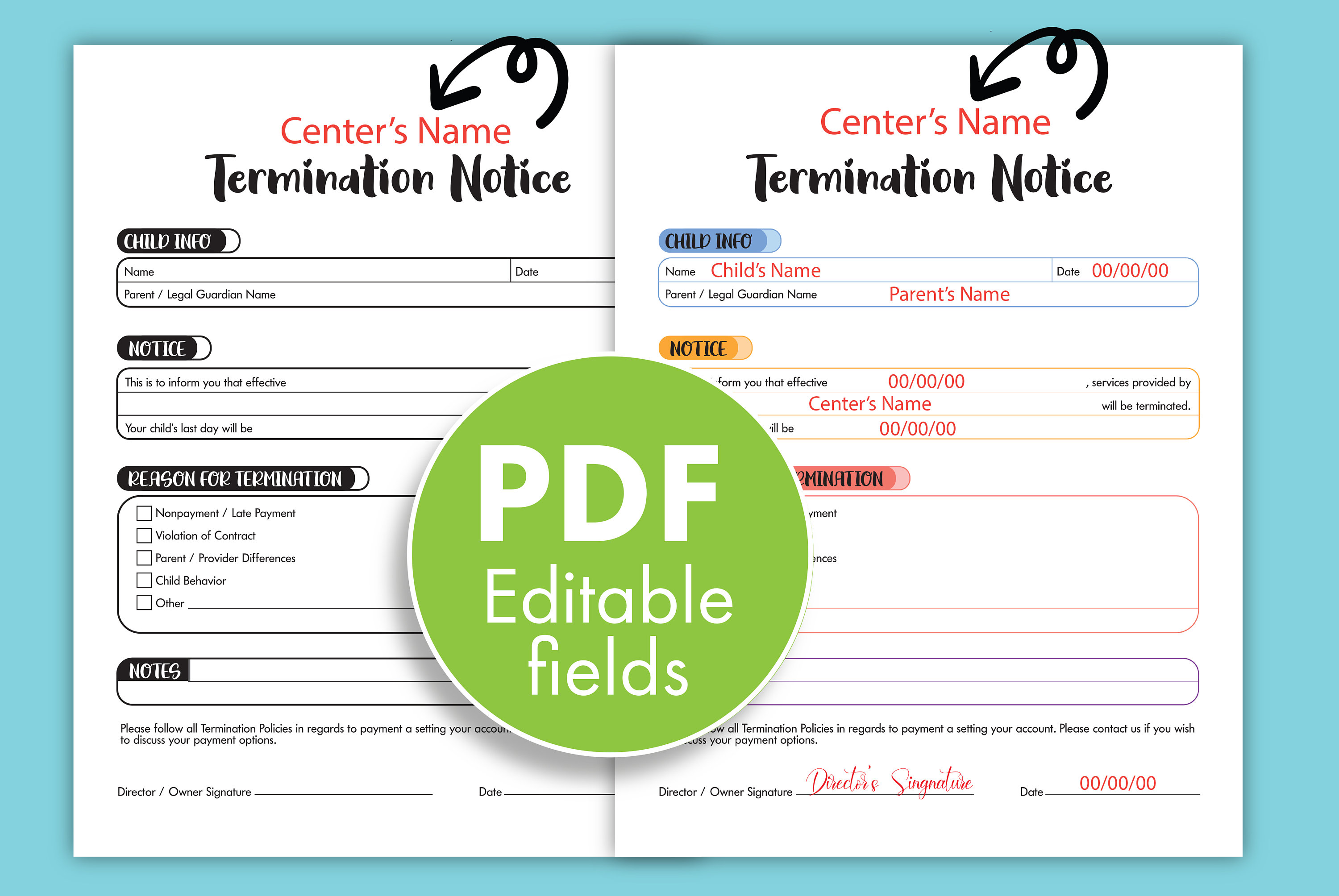 Daycare Termination Notice Termination Policies Termination Etsy