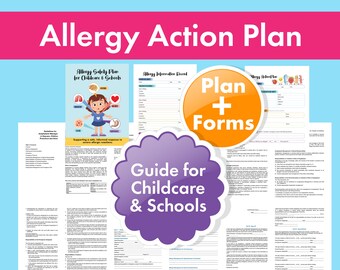 Plan complet de gestion des allergies et de l'anaphylaxie | Formulaires et affiches d'urgence modifiables pour les garderies, les écoles maternelles, les services de garde et les enseignants