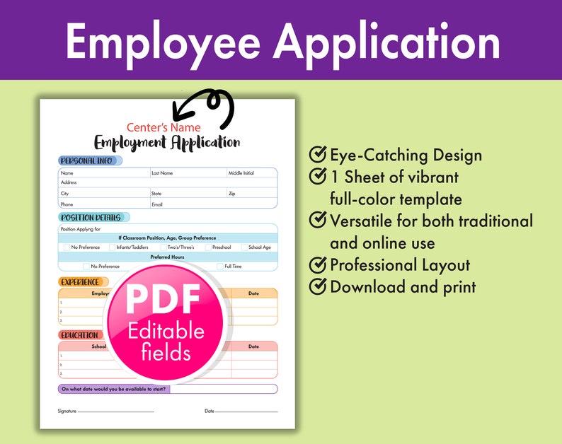 Daycare Staff -
Preschool Job -
Employee Form -
Job Application -
Daycare Employee Application - 
Staff Recruitment -
Daycare Bundle Forms -
Childcare Employment
Recruitment -
Preschool Employee -
Childcare Staffing -
In Home Hiring -
Childcare Forms