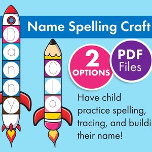 NAME SPELLING Activity, I Can Spell My Name Puzzle, Large Group Craft, Rocketship Name Craft, Name spelling, daycare, childcare, decoration