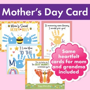 Personalized Birthday and Mother’s Day Handprint Art from Kids for Mom, Grandma, Nana, and More! DIY Printable Gift - Ideal Kids Craft