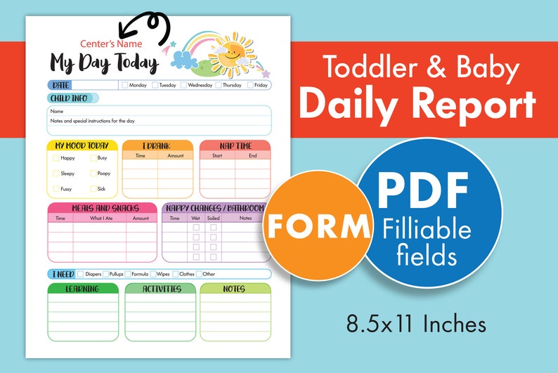 Toddler & Baby Daily report Sheet childcare Babysitter - Etsy España